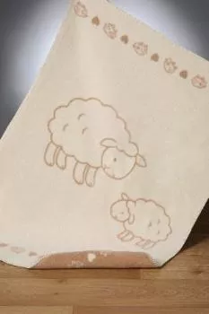 Bio Baby Kuscheldecke Schäfchen, zimt-natur