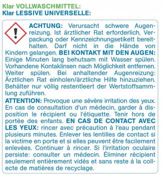 Klar Vollwaschmittel ohne Duft 4,4 kg