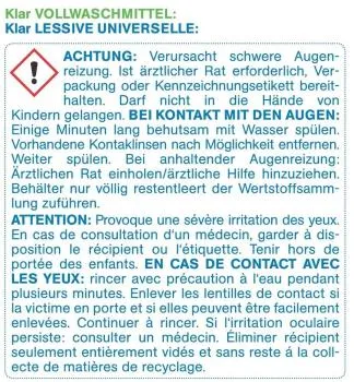 Klar Vollwaschmittel ohne Duft 4,4 kg