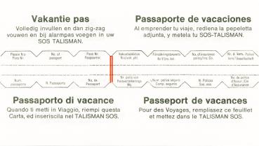 Ferienpass für SOS Talisman, Notfalldatenstreifen