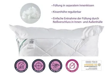 allsaneo® Microfaser Kopfkissen kochfest 40x80 cm