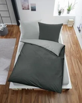 allsaneo Bettwäsche Satin de Luxe silber/anthrazit