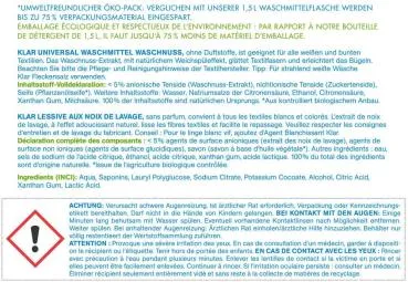 KLAR Universal Flüssigwaschmittel mit Waschnuss 1,5 l