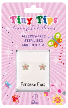 Antiallergische Kinder-Ohrstecker Blume rosa, vergoldet