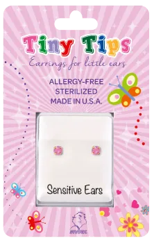 Antiallergische Kinder-Ohrstecker Rosa-Kristall vergoldet