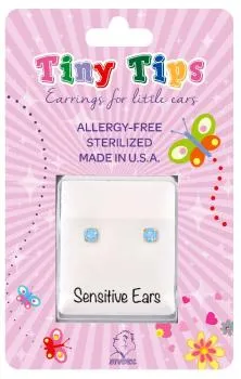 Antiallergische Kinder-Ohrstecker Aquamarin vergoldet