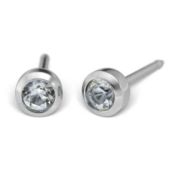 Antiallergische Ohrstecker Zirkonia Rundfassung silberfarben