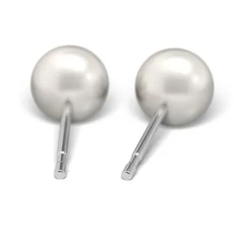 Antiallergische Ohrstecker mit Perle, silberfarbener Stecker Rückseite