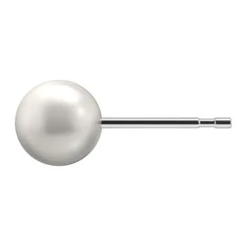 Antiallergische Ohrstecker mit Perle, silberfarbener Stecker von der Seite