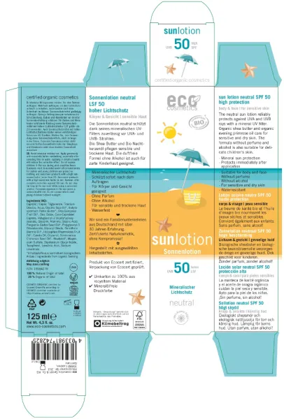 Eco Sonnenlotion LSF 50 neutral, parfümfrei