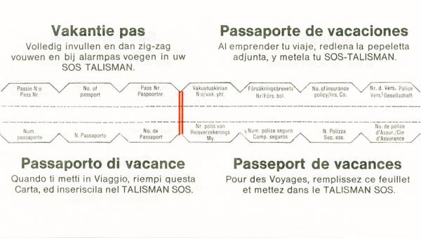 Ferienpass für SOS Talisman, Notfalldatenstreifen