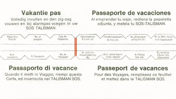 Ferienpass für SOS Talisman, Notfalldatenstreifen