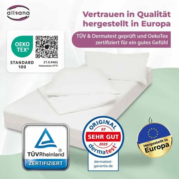 Ansicht Encasingset 3- teilig mit Qualitätssiegel, dermatest, Oekotex Ansicht Encasingset 3- teilig mit Qualitätssiegel, dermatest, Oekotex