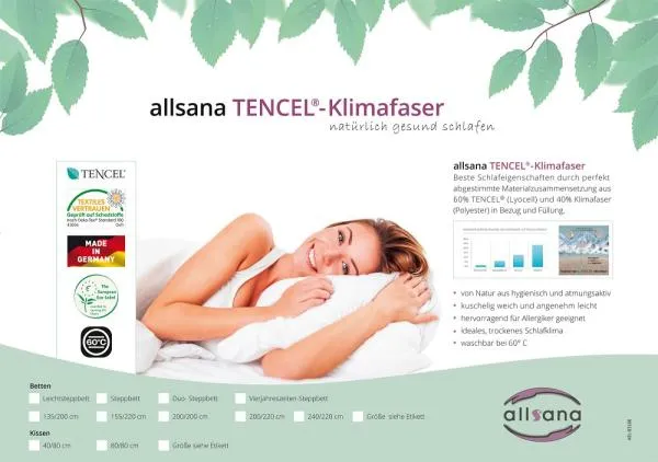 allsana TENCEL® Klimafaser Leichtsteppbett 200x200 cm allsana TENCEL® Klimafaser Leichtsteppbett 200x200 cm