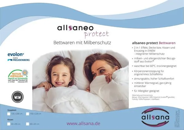 allsaneo protect Leicht- Steppbett 155x220 cm allsaneo protect Leicht- Steppbett 155x220 cm