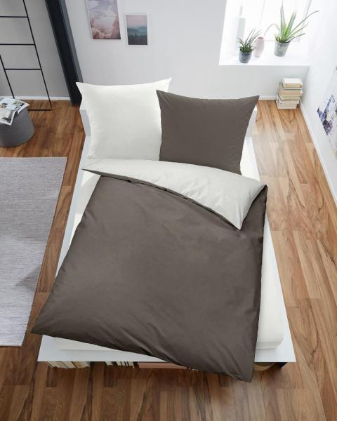 allsaneo Bettwäsche Satin de Luxe natur/ taupe
