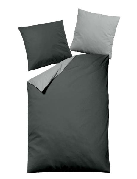 allsaneo Bettwäsche Satin de Luxe silber/anthrazit