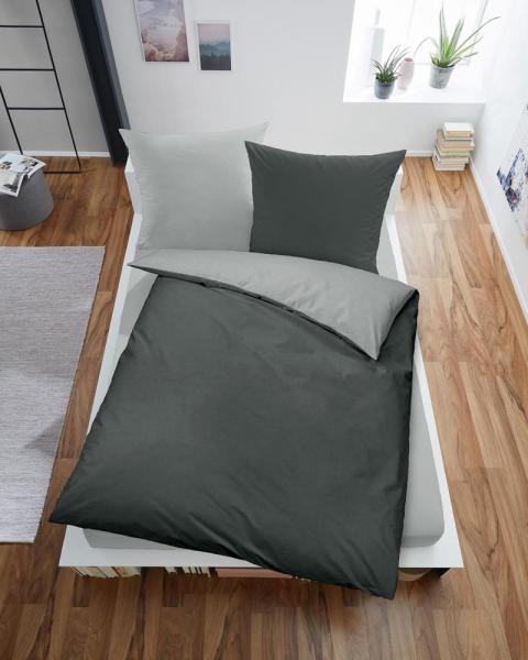 allsaneo Bettwäsche Satin de Luxe silber/anthrazit