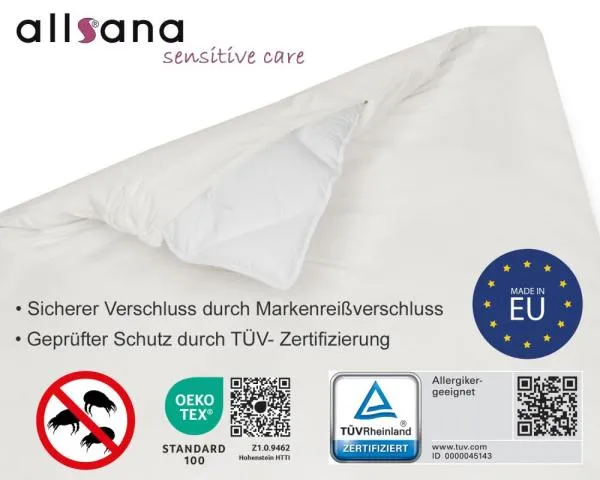 Detailansicht Decken Encasing Reissverschluss mit Qualitätssiegel Detailansicht Decken Encasing Reissverschluss mit Qualitätssiegel