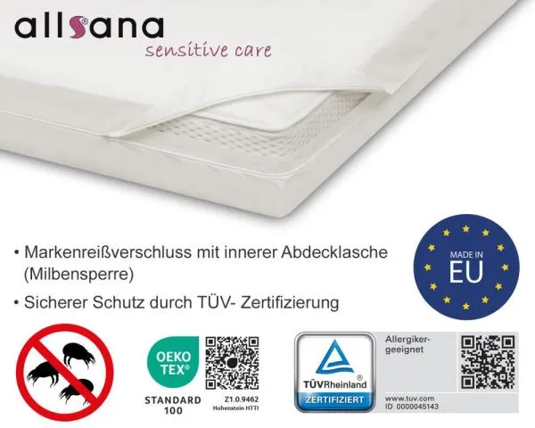 Detailansicht Matratzen Encasing Reissverschluss mit Qualitätssiegel Detailansicht Matratzen Encasing Reissverschluss mit Qualitätssiegel