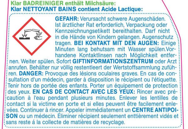 Klar Badreiniger mit Sprayer 500 ml