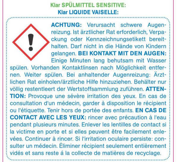 KLAR Spülmittel sensitive ohne Duft 500 ml
