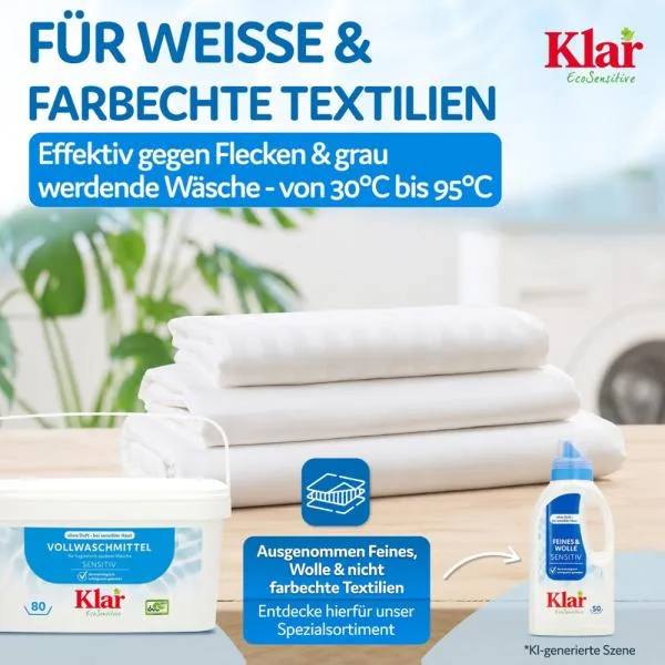 Klar Vollwaschmittel ohne Duft 4,4 kg