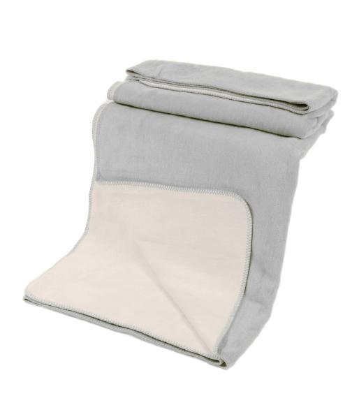Kuscheldecke mit Baumwolle doubleface silber-wollweiß150x200