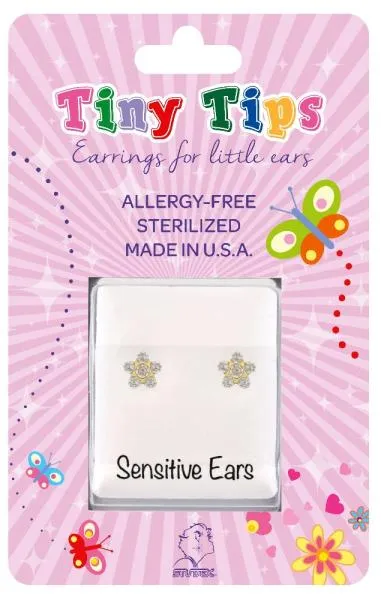 Antiallergische Kinder-Ohrstecker Zirkonia-Blume vergoldet Antiallergische Kinder-Ohrstecker Zirkonia-Blume vergoldet