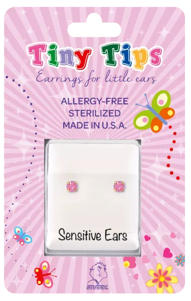 Antiallergische Kinder-Ohrstecker Rosa-Kristall vergoldet Antiallergische Kinder-Ohrstecker Rosa-Kristall vergoldet