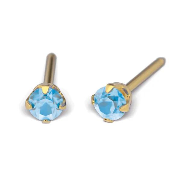 Antiallergische Kinder-Ohrstecker Aquamarin vergoldet Antiallergische Kinder-Ohrstecker Aquamarin vergoldet