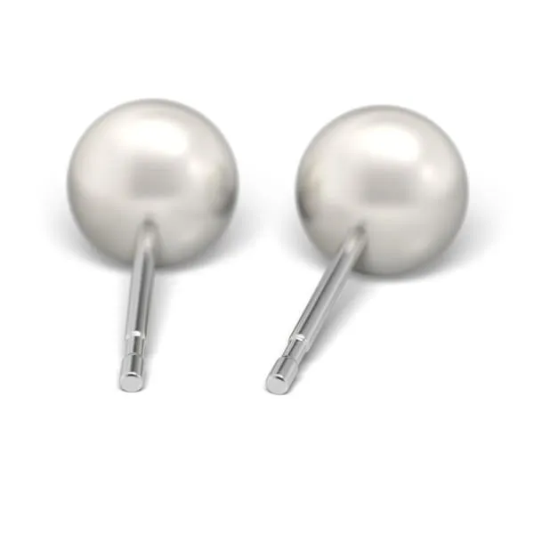 Antiallergische Ohrstecker mit Perle, silberfarbener Stecker Rückseite