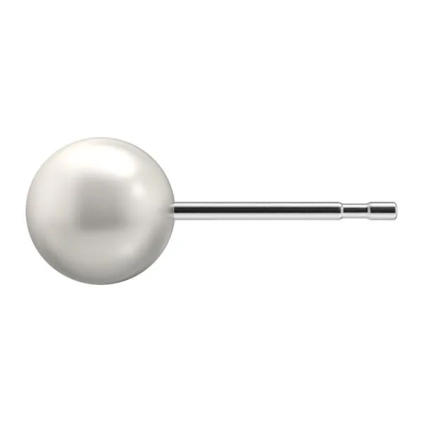 Antiallergische Ohrstecker mit Perle, silberfarbener Stecker von der Seite