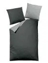 allsaneo Bettwäsche Set Satin de Luxe silber/anthrazit 80x80/135x200 cm